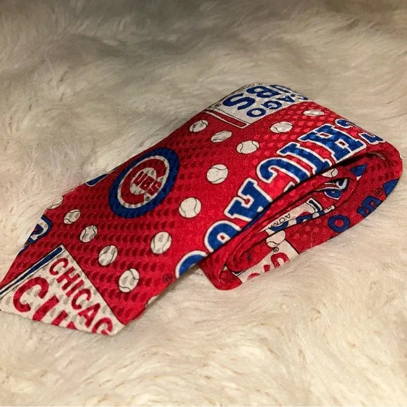 VTG 1992 RM Style Chicago Cubs Ralph Marlin Silk Neck Tie R/W/B Admit One - Picture 3 of 12